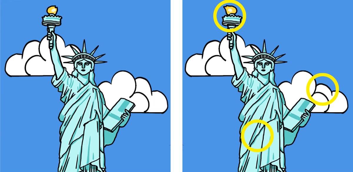 spot the difference in statue of liberty image solution