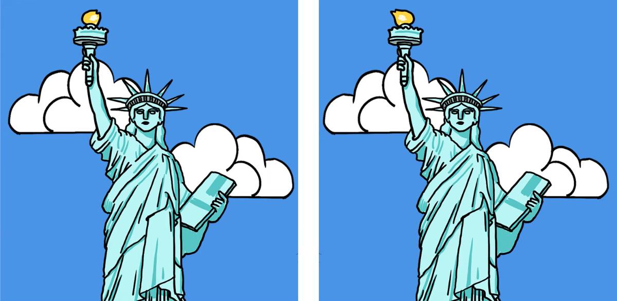 spot the difference in statue of liberty image
